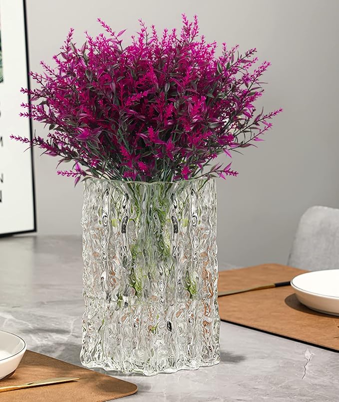 RECUTMS Artificial Faux Plants Flowers Outdoor Spring Decoration,Artificial Plants Outdoor Artificial Flowers for Outdoors UV Resistant for Outside Home Planter Porch Patio Window Yard Decor(Fuchsia)