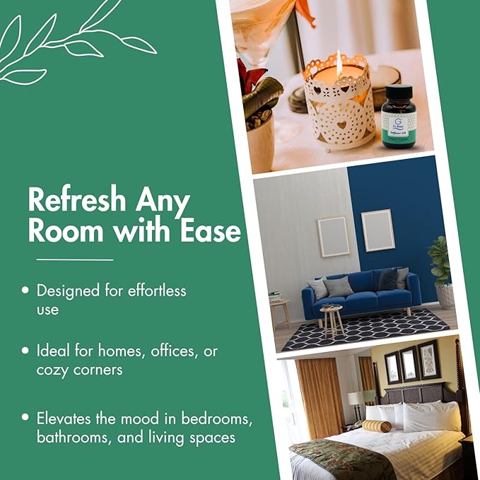 G's Breeze Green Apple Diffuser Oil Refill - Scent of Crisp Apple Fruit - Transform Any Space with Invigorating Fragrance – Ideal for Home & Office – Long-Lasting Freshness Aroma - 60 ML