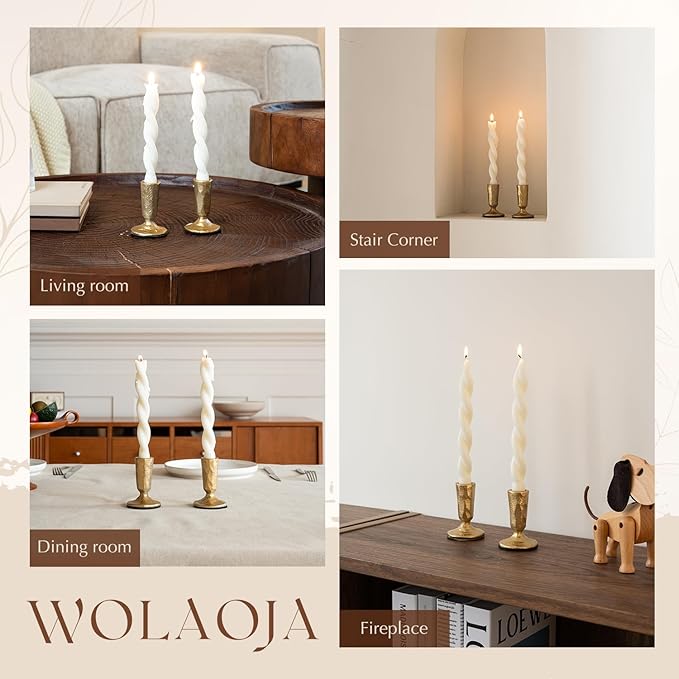 Candle Sticks Holder Decor, Set of 2 Vintage Gold Candle Holders, Modern Decorative Tapered Candlestick Holders Centerpiece for Dining Table Centerpiece, Wedding, Party Decor