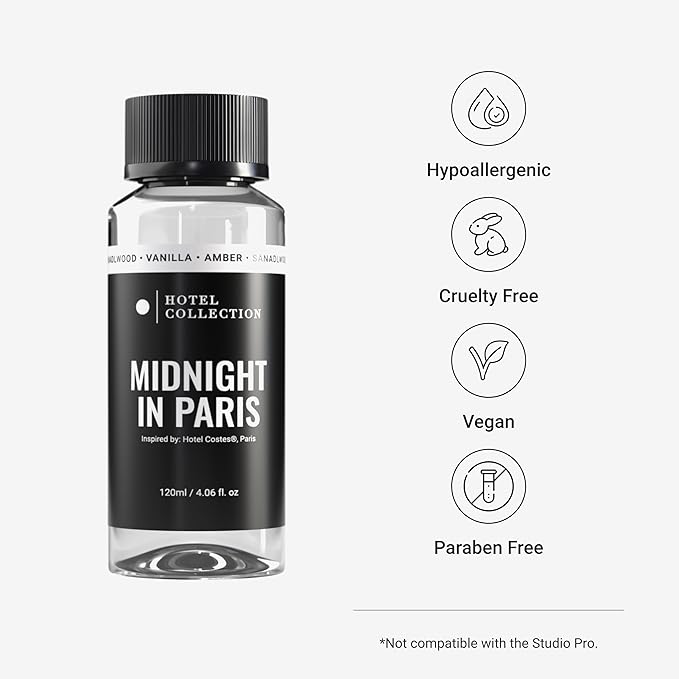 Hotel Collection Diffuser Oil - Midnight in Paris - Aromatherapy Essential Fragrance Oil - Sandalwood, Vanilla, and Amber - 120mL 4.1 Fl oz