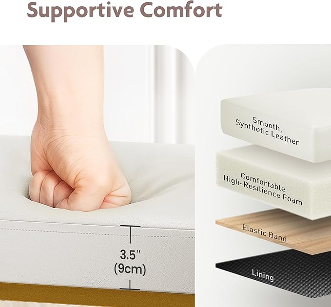 ALPHA HOME 24 Inch Bar Stools Set of 2 Kitchen Counter Stools with Back Pu Leather Counter Chair Counter Height Bar Stools with Upholstered Footrest Sturdy Chromed Metal Steel Frame, White