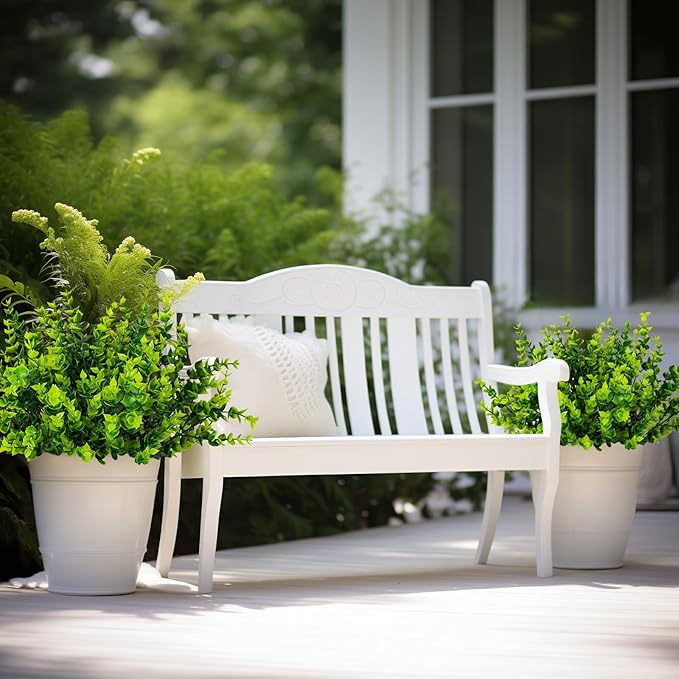 10 Bundles Artificial Plants Outdoor Fake Boxwood Shrubs Grass for Pot Garden Verandah Decor for Window Garden Office Patio Backyard Planter Pathway Front Porch (Green)