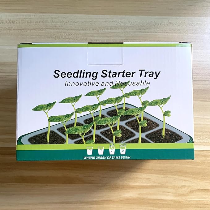 Seed Starter Tray with Plant Light, 2 Pack Grow Lights for Seed Starting Kit with Humidity Domes, Timing Controller Adjustable Brightness for Greenhouse Propagator Station Growing Transparent