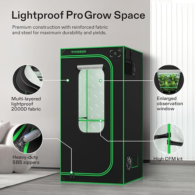 VIVOSUN GIY Plus Smart Grow Tent Kit, 3x3ft 3-Plant System, WiFi-Integrated Automatic Grow System with 2000D Mylar Grow Tent, Full-Spectrum Programmable Grow Light, Enhanced Ventilation & Circulation