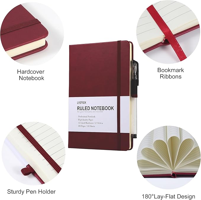 20 Pack Journals for Writing College Ruled Notebooks Journal in Bulk, Hardcover Notebooks (200Pages) for Note Talking, Lined Bullet Journals for Home School Office, 5.7"x8.4", Red