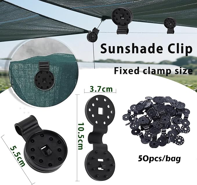 50‑Pack Extra Large, Thickened Heavy‑Duty Shade Cloth Clips – Reusable Sun Shade Net & Anti‑Bird Netting Clamps, Lock‑Grip Tarp Clips for Garden, Patio Awnings & Greenhouse Fabric