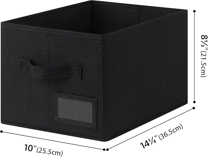 GRANNY SAYS Storage Bins, Storage Baskets for Shelves, Fabric Storage Bins for Clothes, Closet Organization Bin, Collapsible Storage Bin with Handles, Decorative Storage Box, Black, Large, 3-Pack