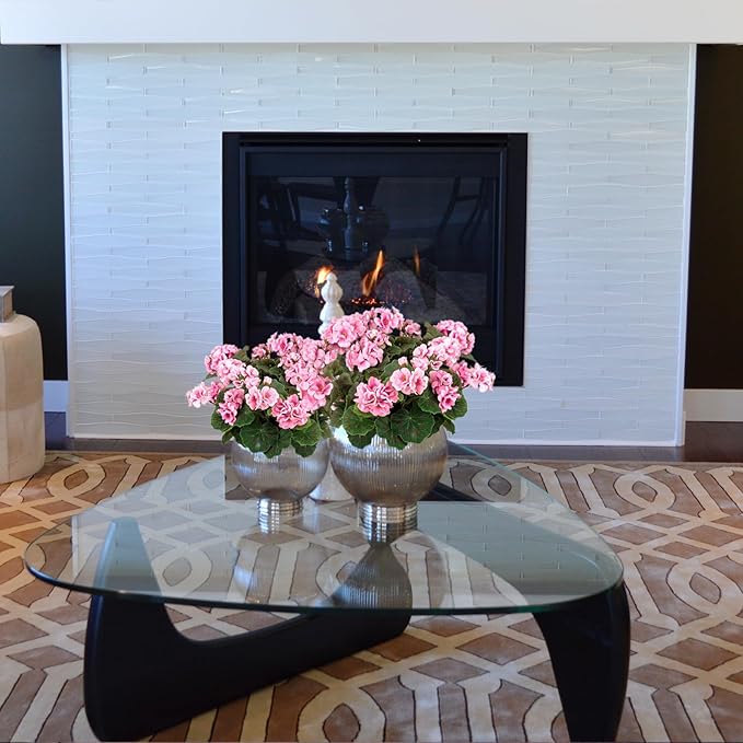 4PCS Home Decor Fake Plants Artificial Flowers Artificial Geraniums Outdoor Fake Flowers Artificial Flowers Fake Silk Bouquet, Fall Decor for Interior Porch Garden Decoration (Pink) 14.4"