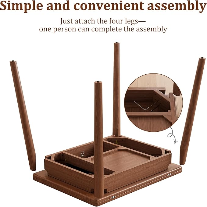 Solid Wood Small Dining Table, 23.6" L-47.2" L Expandable Kitchen Table Designed for Compact Spaces, Easy Assembly, Suitable for Apartment, Kitchen, Dining Room, Living Room (Walnut)