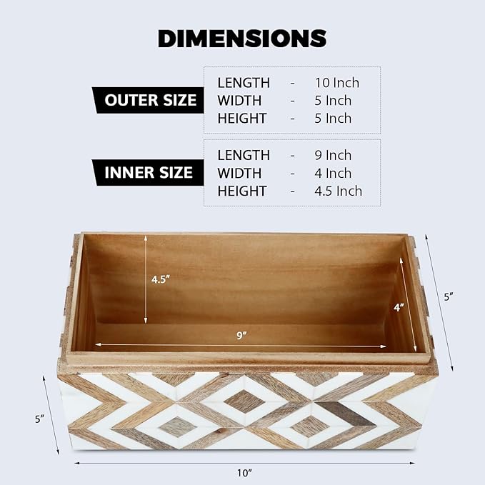 Handicrafts Home Handmade Decorative Storage Box with Lid - Jewelry Organizer, Keepsake Holder & Gift Box, Decor, Marquet Array Pattern Made with Resin Inlay & Wood,cajas organizadoras –10X5X5 In
