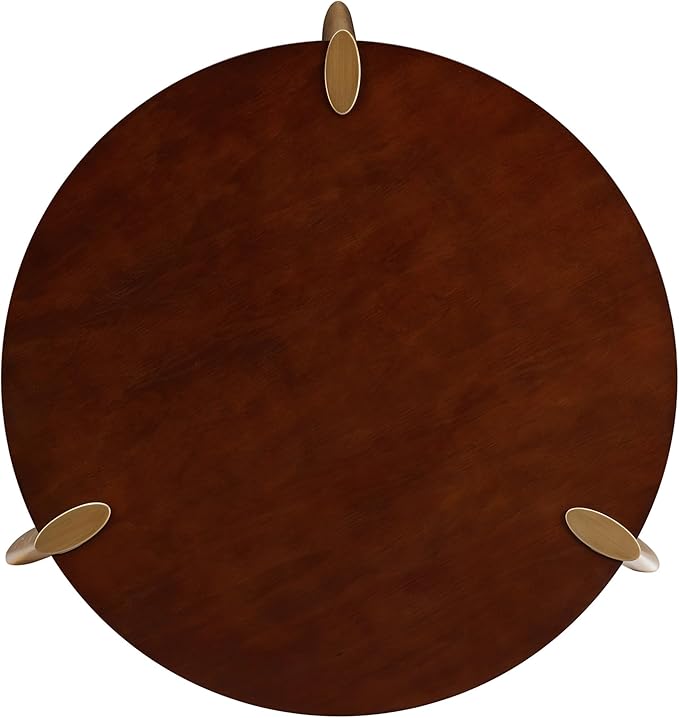 NTC Tribase 47 Inch Modern Design, Round Dinner Table for Dining Room, Living Room Furniture, Effortless Assembly, Dark Walnut