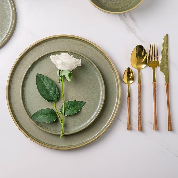 AmorArc Stoneware Dinner Plates Set of 6, 10.5 Inch Reactive Matte Glaze Ceramic Plates Set, Modern Dinnerware Dish set for Kitchen, Microwave, Dishwasher Safe