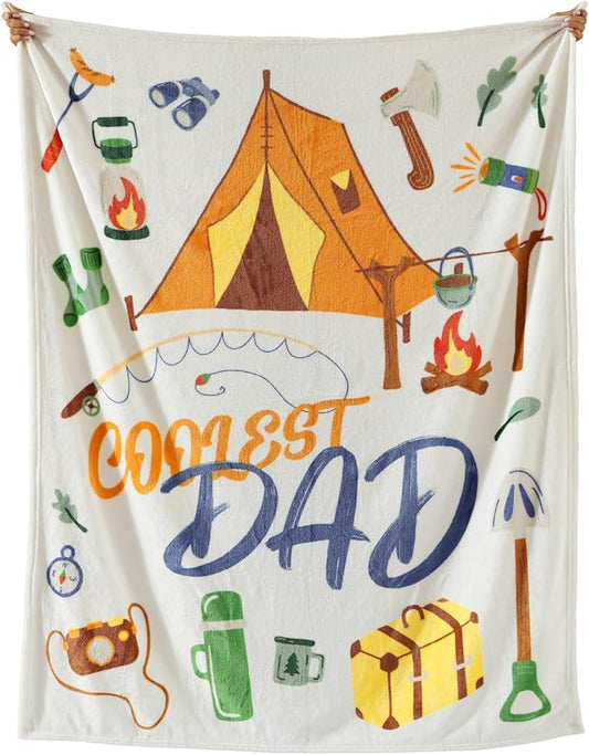 Geniospin Throw Blanket for Dad Birthday Gifts from Daughter Son, Dear Dad Blanket for Christmas, Super Soft Flannel Throw Blanket for Couch Bed Sofa, Warm and Cozy