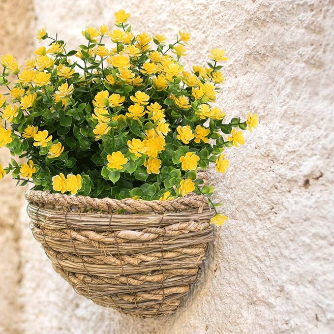 10PCS Artificial Flowers, Fake Artificial Greenery UV Resistant No Fade Faux Plastic Plants for Wedding Bridle Bouquet Indoor Outdoor Home Garden Kitchen Office Table Vase(Yellow)