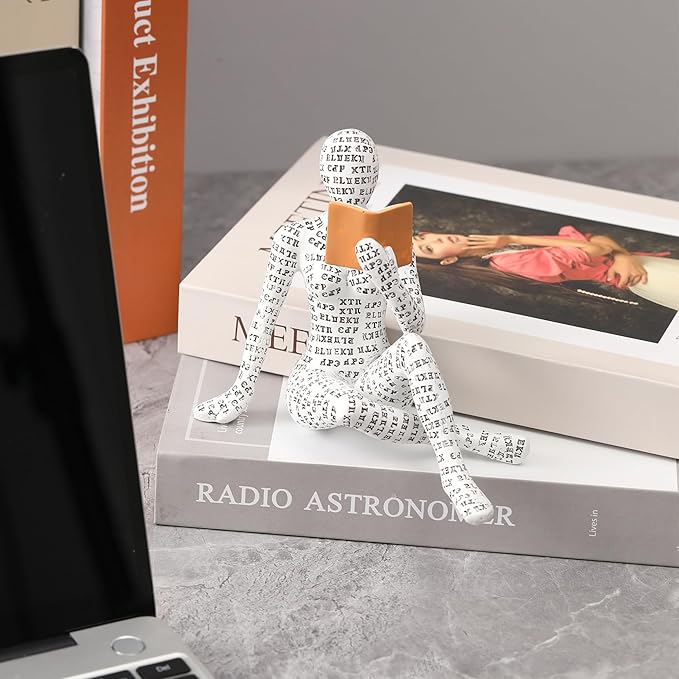GRAPMKTG Home Decor Pulp Reading Women Thinker Statue Aesthetic Sculpture Room Decor Modern Abstract Decoration on Shelf Table Desk for Living Room Office Bedroom K