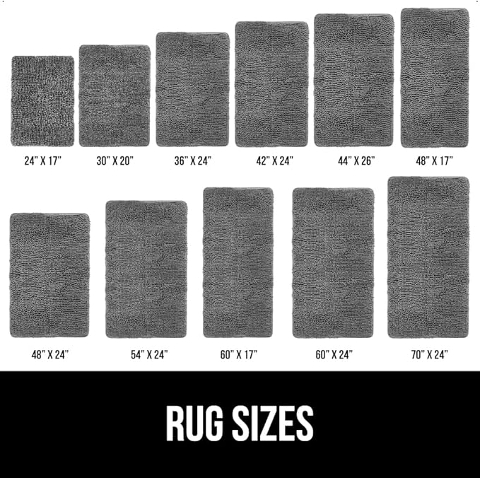 GORILLA GRIP Bath Rug Mat 30x20, Thick Soft Absorbent Chenille, Quick Dry Microfiber Mats, Rubber Backing Washable Shower Floor Rugs, Bathmat Runner, US Designed Bathroom Home Decor Accessories Grey