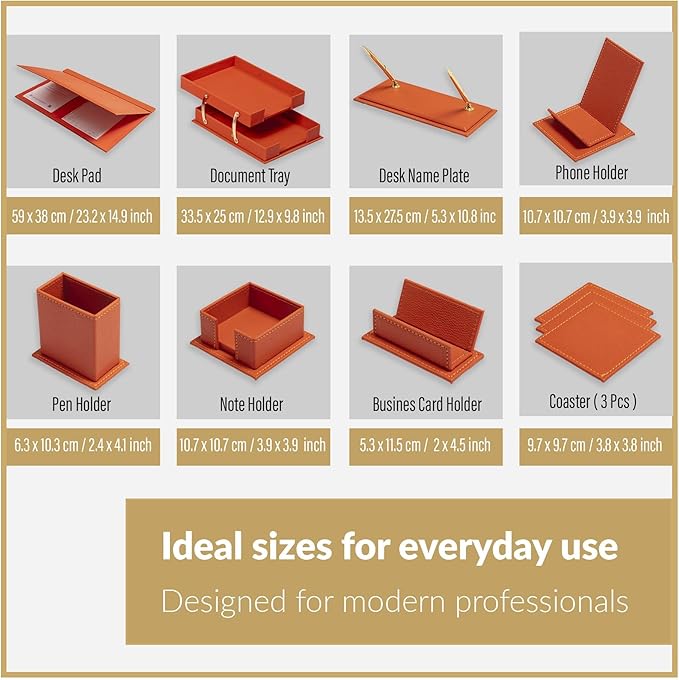 MOOGCO Bonded Set Luxury Leather Desk Pad & Desk Organization Essentials Desk Organizer Leather Desk Organizer