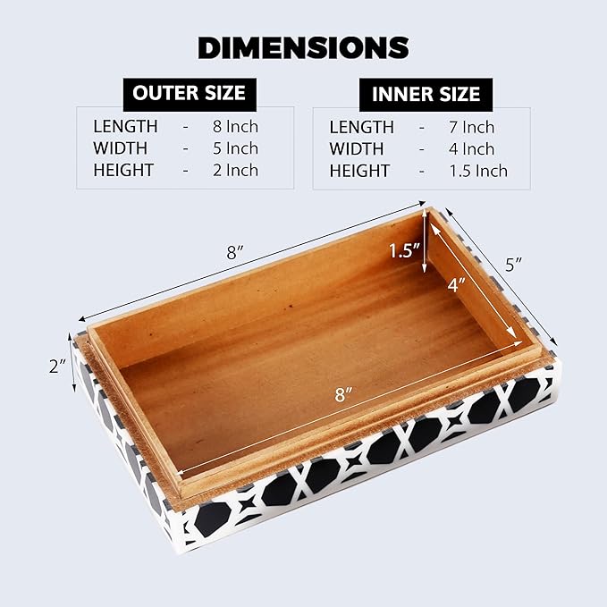 Handicrafts Home Handmade Zellij Collection Decorative Jewelry Box Organizer – Keepsakes, Trinkets, and Home Decor – Antique Coffee Table Storage, Wedding Memory Box, Farmhouse Style Decor, 8x5x2