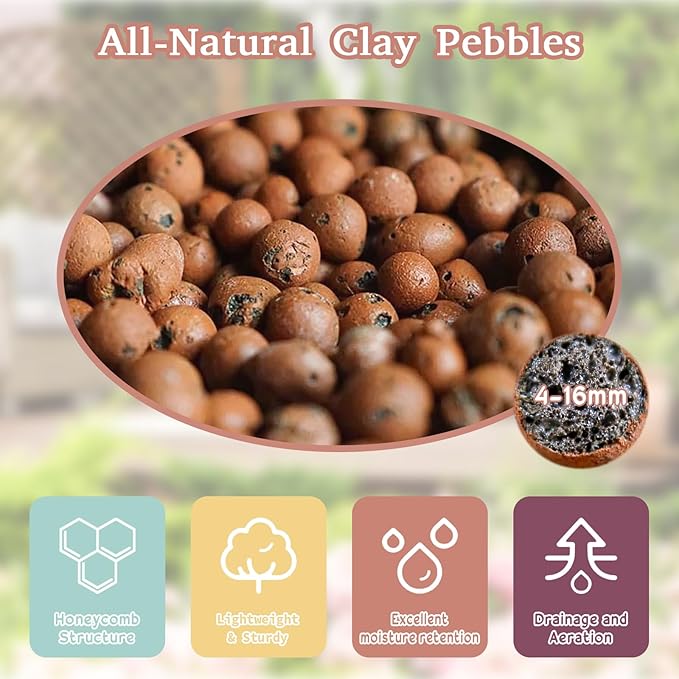 Legigo 8 LB Organic Leca Clay Pebbles for Plants, 4mm-16mm 100% Natural Leca Balls for Indoor Plants, Hydroton Clay Pebbles for Plants Hydroponic Aquaponics Growing Orchid Drainage Terrarium