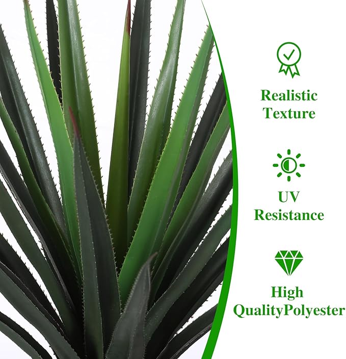 Veryhome 3FT Agave Plant Artificial Succulents 35 Inch Large Fake Outdoor Plants UV Resistant Faux Greenery for Indoor Home Office Floor Front Porch Decor