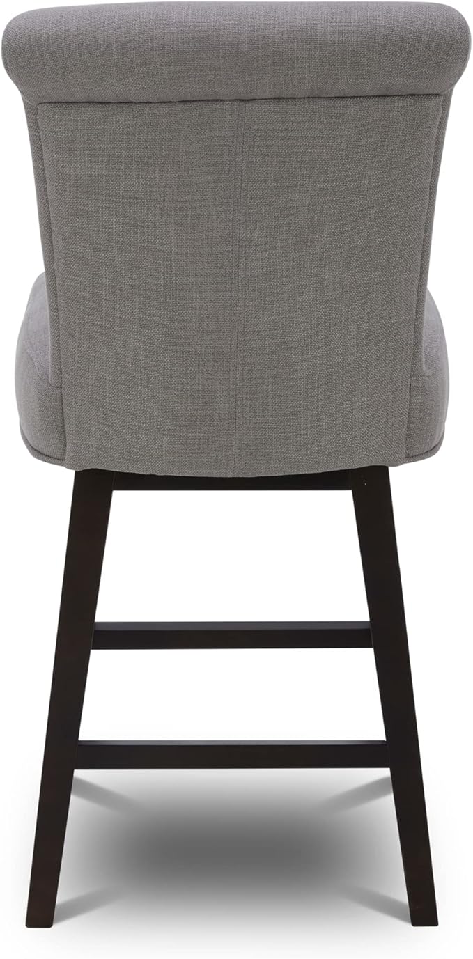CHITA 26 Inch Counter Height Swivel Bar Stool, FSC Certified Modern Fabric Swivel Barstool Chair with Back, Flint Grey