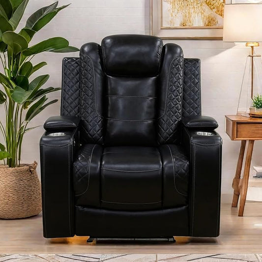 Oversized Power Recliner Chair, Multifunction Recliners Chair with Home Theater Seating, Oversized Single Electric Recliner Furniture for Living Room Apartment Home Theater, Black