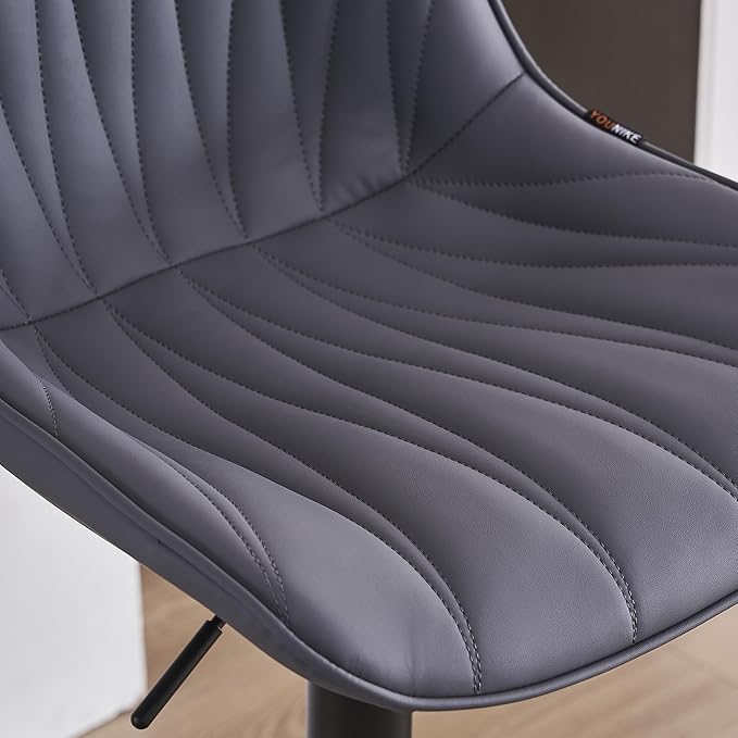 YOUNIKE Bar Stools Set of 2 for Kitchen Island, Purple-Tinted Gray Swivel Tall Bar Stools, Faux Leather Padded Barstools with Back, Modern Counter Height Bar Chairs, Easy to Assemble