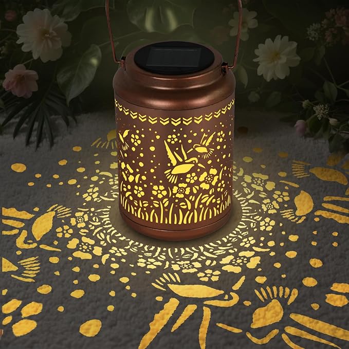 Solar Lanterns 0utdoor Waterproof, Outdoor Waterproof Hummingbird Garden Decorative Lights, Courtyard and Backyard Lights, Porch Metal Solar Decorations