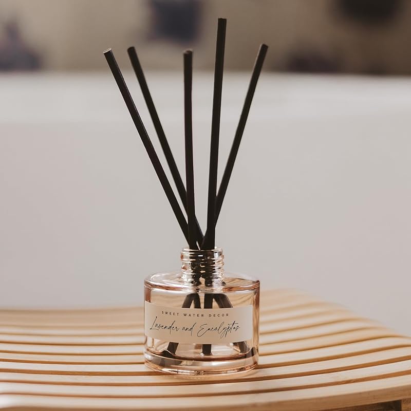 Sweet Water Decor Lavender and Eucalyptus Reed Diffuser – Room Decor Aesthetic with Long-Lasting Premium Fragrance of Lavender, Patchouli, and Eucalyptus for 4 Months – Ideal for Home Decor