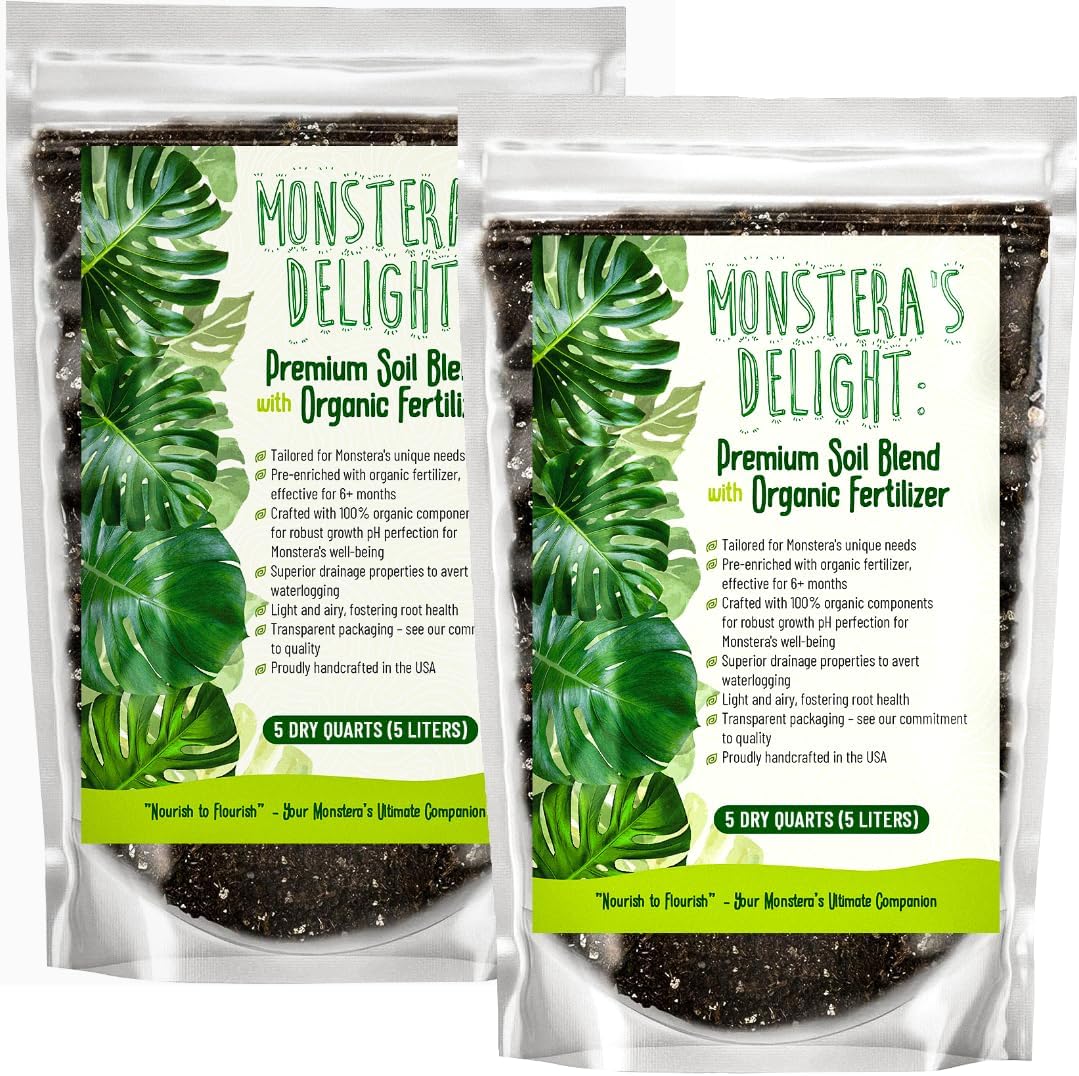 Monstera Potting Soil Mix – Organic, Fast-Draining, Chunky Soil with Coconut Coir & New Zealand Bark for Indoor Plants – Premium Fertilizer for Monstera Deliciosa, Albo & More (10 quarts)