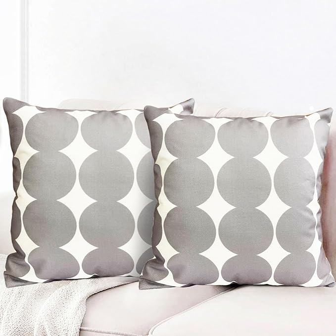 Decorative Throw Pillow Covers Set of 2 Light Gray Fashion Polka dot Pillow Covers 22x22 Inch Throw Pillow Cover Linen Pillowcase Farmhouse Outdoor Pillow Covers for Couch Sofa Living Room
