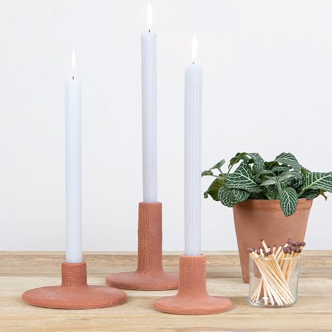 Main + Mesa Stoneware Taper Candle Holders, Set of 3