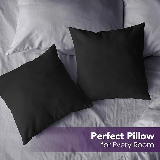 Utopia Bedding Throw Pillows Insert (Pack of 2, Black) - 22 x 22 Inches Bed and Couch Pillows - Indoor Decorative Pillow