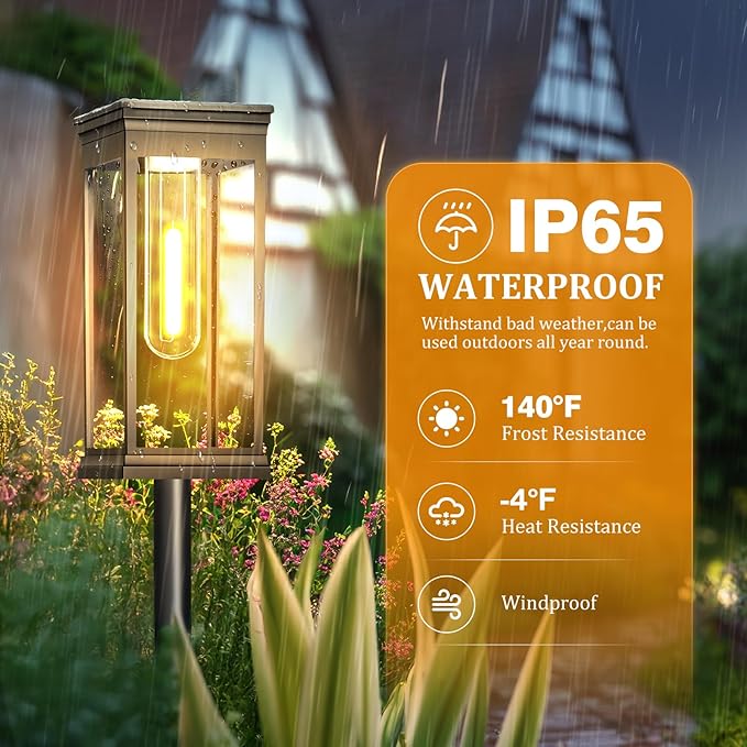 8 Pack Solar Pathway Lights Outdoor, IP65 Waterproof Solar Lights Outdoor ，Auto On/Off Walkway Landscape Lighting, Warm White LED for Garden, Yard, Driveway, Patio Landscape Decor