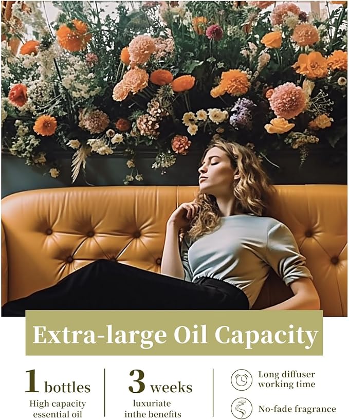 Hotel Diffuser Oil with Waterless Diffuser, Hotel Scent Essential Oil Gift Set for Women Mom Couples Friend (1 fl.oz Floral Hotel Scent Diffuser Oil x 2 & Aromatherapy Diffuser)