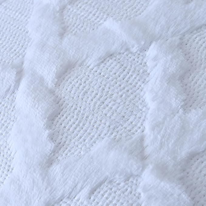 Set of 2 Soft Moroccan Throw Pillow Covers 20x20 Inch Plush Boho Decorative Pillow Cover Accent Cushion Case for Couch Sofa Bed, Pure White