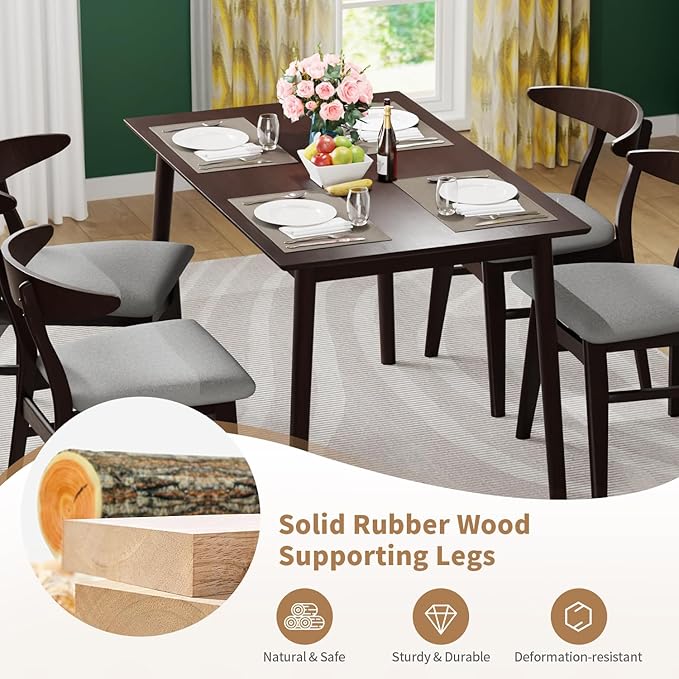 FDW 47 Inches Dining Table, Dining Room for 4 People, Small Rectangular Table for Kitchen, Quick Assembly, Small Spaces Modern Home Furniture Dinner Table, Espresso