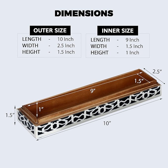 Handicrafts Home Decorative Storage Box with Lid- 10x2.5x1.5” Small Keepsake, Trinket Box, Memory Box- Decorative Boxes for Home Decor, Centre Table, Giftable Storage Accent- Shiraz- Black White