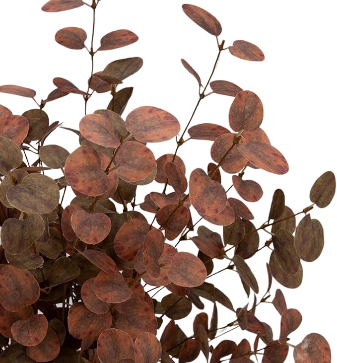 6 Pcs 27" Fall Eucalyptus Leaves Stems Faux Fall Floral Stems for Vase Silk Autumn Foliage Branches for Home Decorations Flower Arrangement Harvest Table Mixed Color