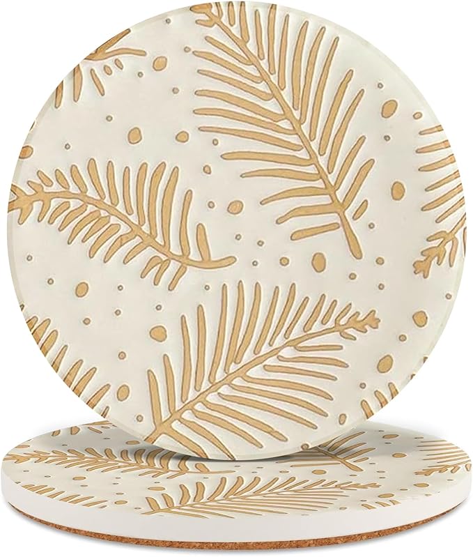 Drink Coasters Set of 2 -Rustic Table Cup Mats, Desk Coasters with Non-Slip Cork Wood, Cute Coffee Table Coaster, Gift for Office Room,Home Decor Posavasos,Housewarming_2PACK (Amber Pine)