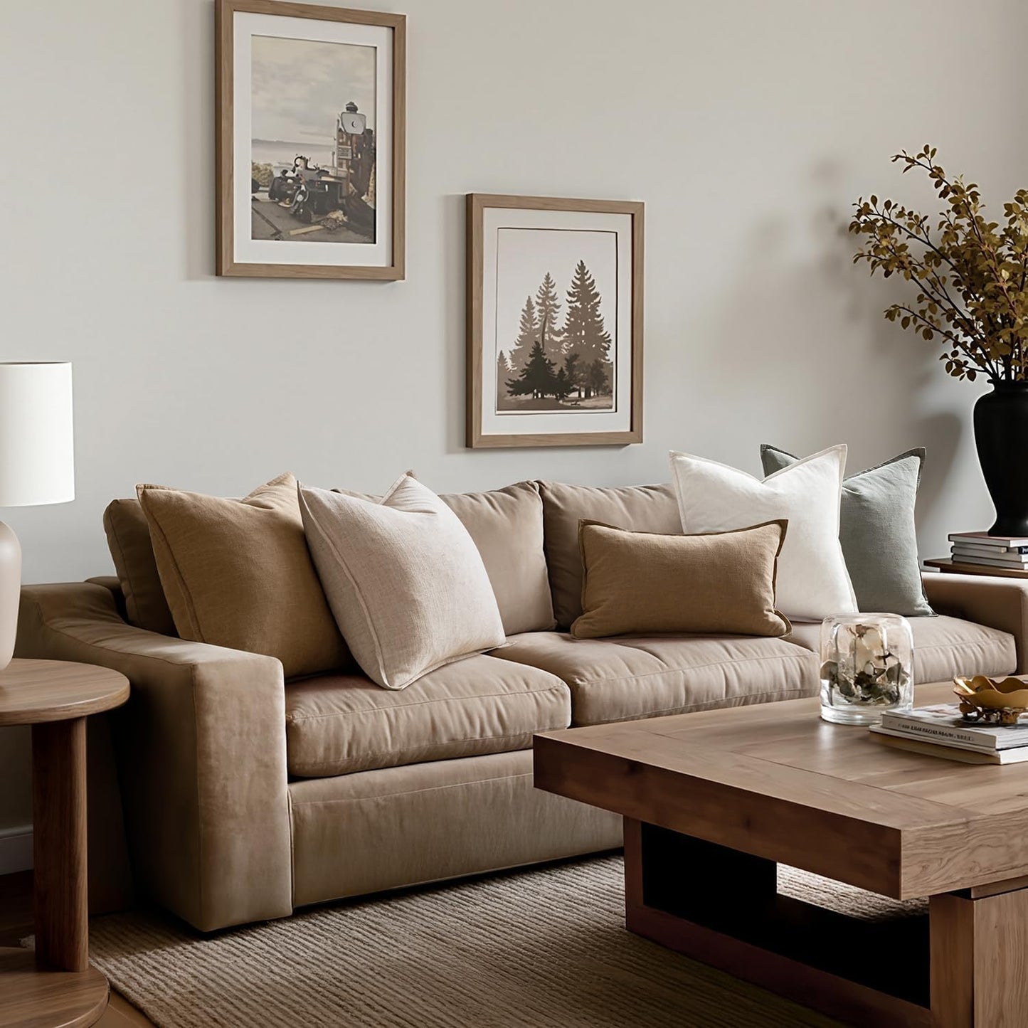 MIULEE Neutral Linen Pillow Covers Pack of 4 Decorative Natural Solid Throw Pillow Covers Soft Accent Boho Farmhouse Couch Pillowcases Modern Home Decors for Living Room Bed Sofa 24x24 Inch