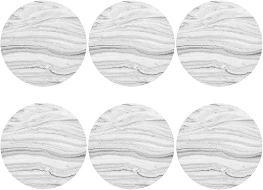 Grey Marble Coasters Set of 6 Coasters for Drinks Absorbent Double-Sided Leather PVC Coaster for Tabletop Protection Coffee Table Decor Ideal for Home Decor House Warming Gifts