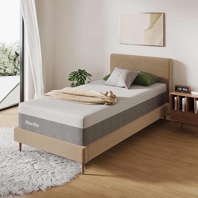Novilla Twin Mattress, 10 Inch Gel Memory Foam Twin Size Mattress for Cool Night & Pressure Relief, Medium Plush Mattresses, Bliss