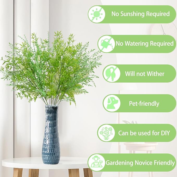 8PCS Artificial Greenery Stems,35''Faux Greenery Eucalyptus Fern Stems Picks for Floral Arrangements with 8 Kinds of Fake Plastic Plants Table Vase Filler Decor for Farmhouse Indoor Outdoor