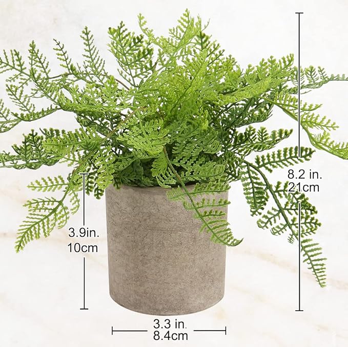 Small Fake Plant Potted Plants Artificial Decor Silk Ferns Plant Faux Plants in Pots for Home Living Room Bedroom Desk Bathroom Window Shelf Farmhouse Decoration