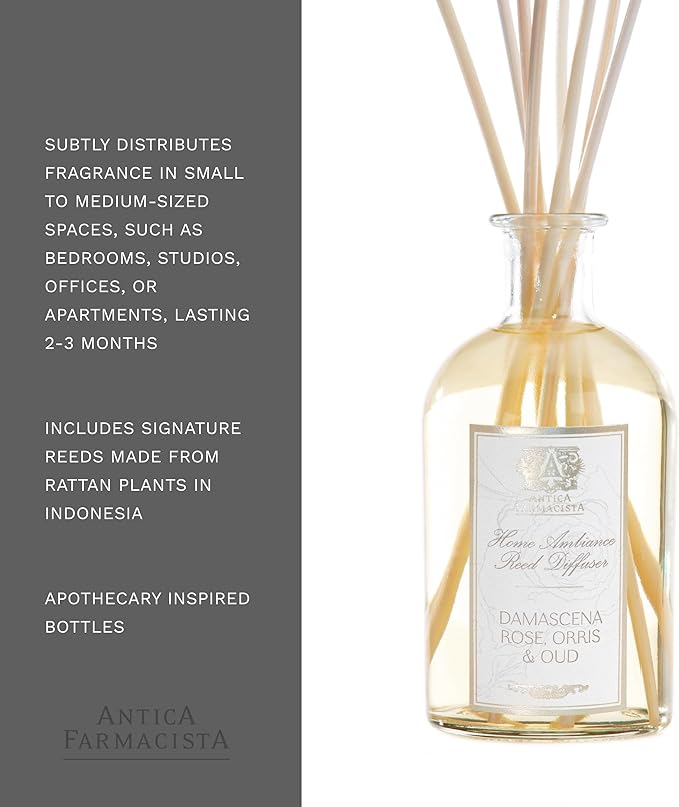Antica Farmacista Home Ambiance Diffuser, Damascena Rose, Orris and Oud, Rose, 8.45 Fl Oz
