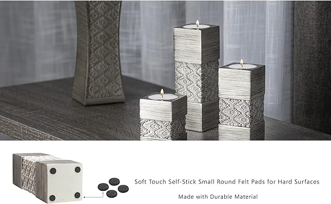 Creative Scents Dublin Silver Tealight Candle Holder Set of 3 - Centerpiece for Living Room and Dining Room Table Decor, Coffee Table Decor, Ideal for Fireplace, Entrance or Bathroom