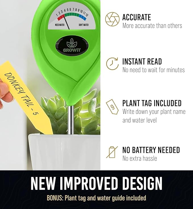 GROWIT Soil Moisture Meter for Plants - Plant Moisture Meter for House Plants | Hydrometer for Plants | Plant Moisture Meter Houseplants | Water Tester for Plants | Farming Plants (Pack of 2)