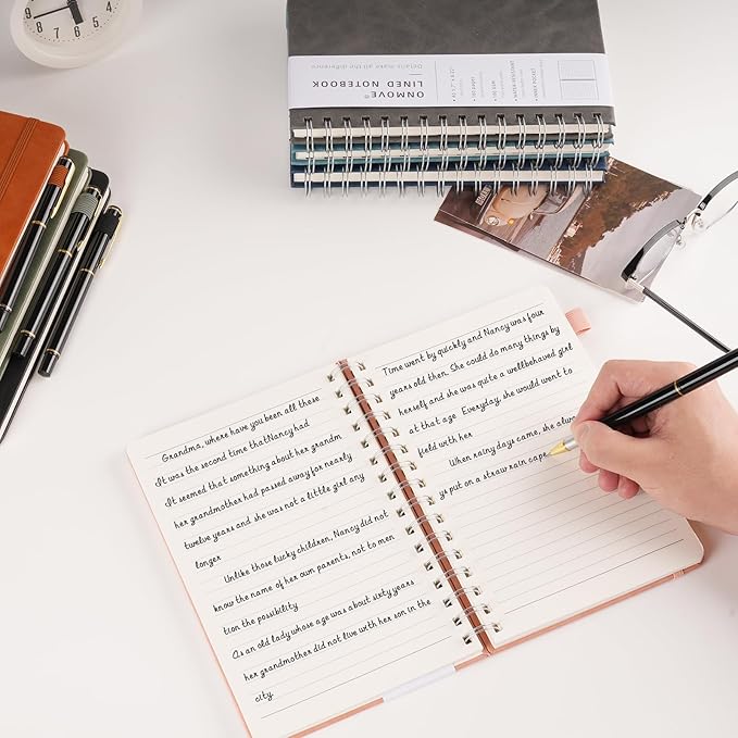 Spiral Notebooks Journal for Women Men 12 Pack Bulk Leather Hardcover with Pen Holder A5 160 Pages 100 GSM Thick Paper for Work School Lined Sky Blue