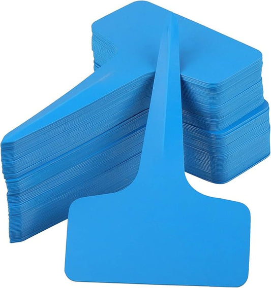 Blue Plant labels,100 Pcs 6 x10cm Plastic Plant T-Type Tags Nursery Garden Labels